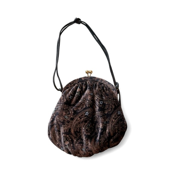 Vintage Harry Levine Velvet Paisley Kisslock Shoulder Bag Gothic Victorian Boho - Picture 1 of 8